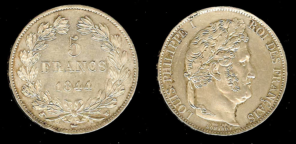 5 francs IIIe type Domard 1844 Lille SPL